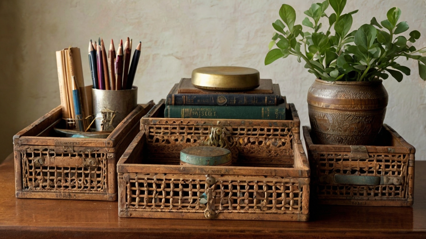 Vintage Desk Organizers with Character